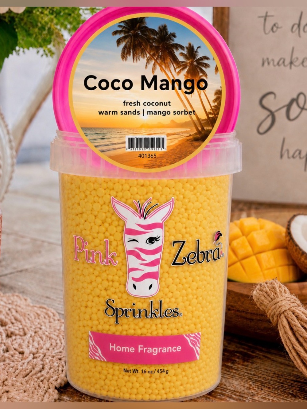 Pink Zebra Coco Mango Yellow Home Fragrance Sprinkles 3.75 oz Bag